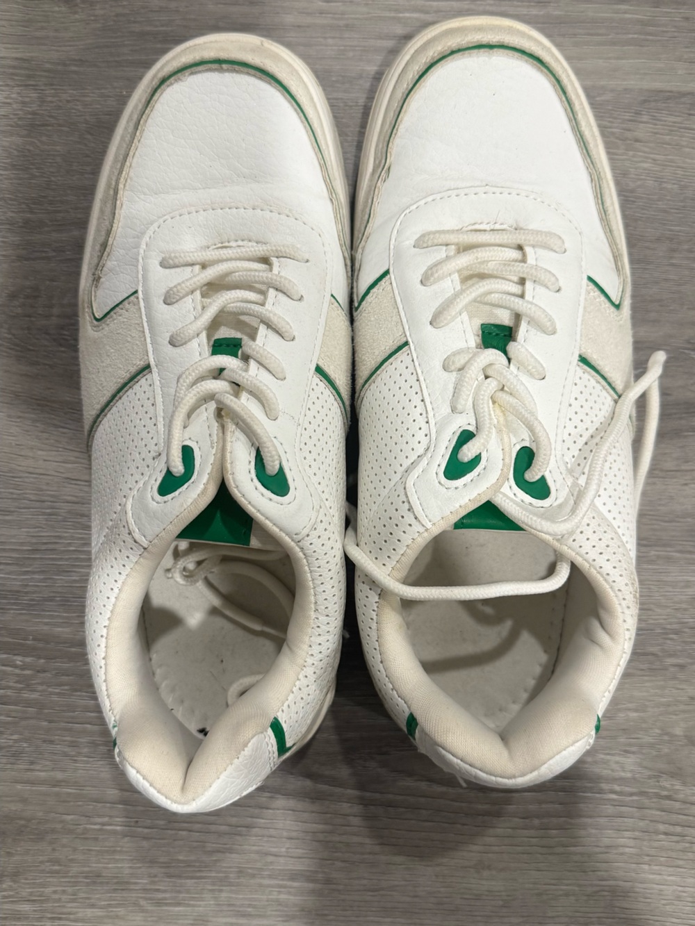 Women's White & Green Sneakers